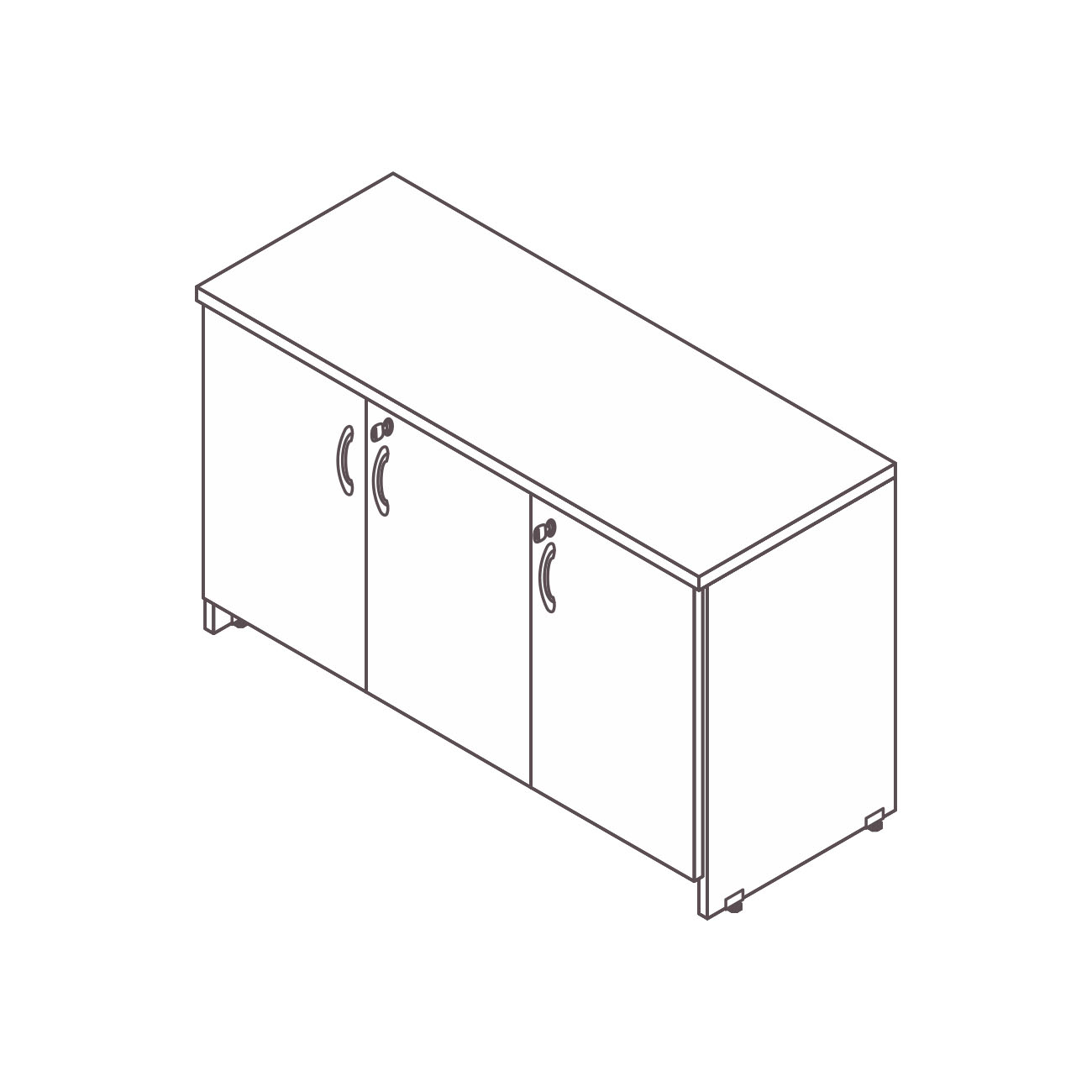 Credenza 3 portas prata top 